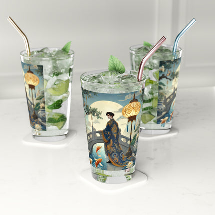 Moonlit Bridge Gentleman Pint Glass – Imperial Serenity & Moonlit Harmony