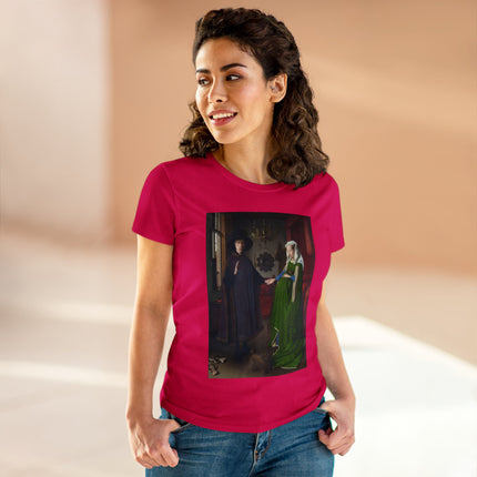 Arnolfini Portrait by Jan Van Eyck Women's Midweight Cotton Tee