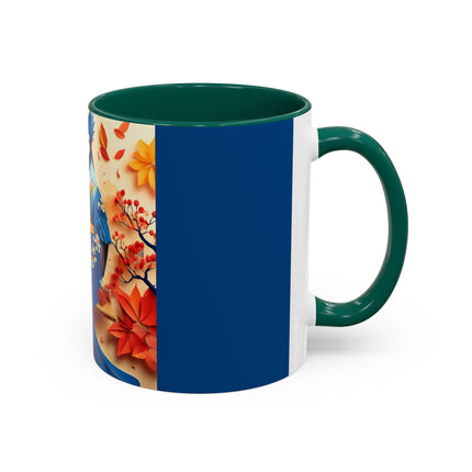 Blue Jay at an Autumn Tea Ceremony Colorful Mugs (11oz, 15oz)