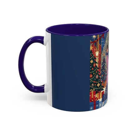 🎩🎄 Christmas Eve Promenade Colorful Mug – Art Deco Holiday Elegance