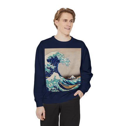 The Great Wave off Kanagawa by Katsushika Hokusai Garment-Dyed Sweatshirt