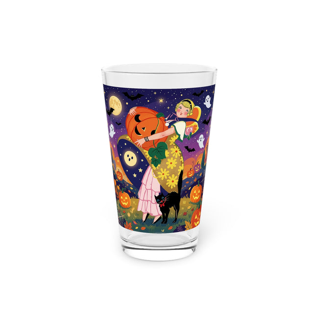 🎃🐈‍⬛ The Pumpkin Moon Embrace Glass, 16oz – Whimsical Halloween Charm