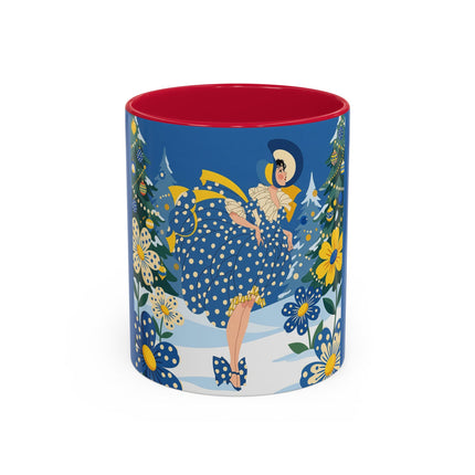 💙🌼 The Bluebell Christmas Promenade Colorful Mug – Art Deco Holiday Fantasy