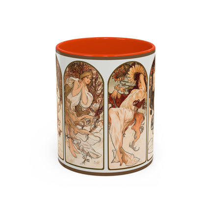 The Seasons by Alphonse Maria Mucha Colorful Mugs (11oz, 15oz)