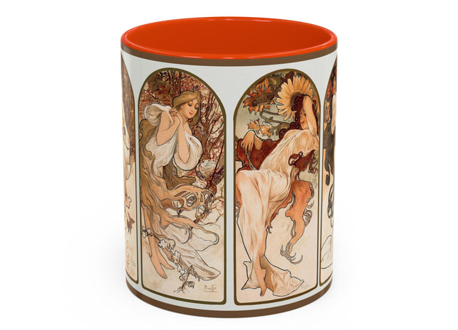 The Seasons by Alphonse Maria Mucha Colorful Mugs (11oz, 15oz)