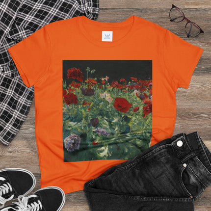 Poppies (A Study of Poppies for Carnation, Lily, Lily, Rose) by John Singer Sargent Women's Midweight Cotton Tee