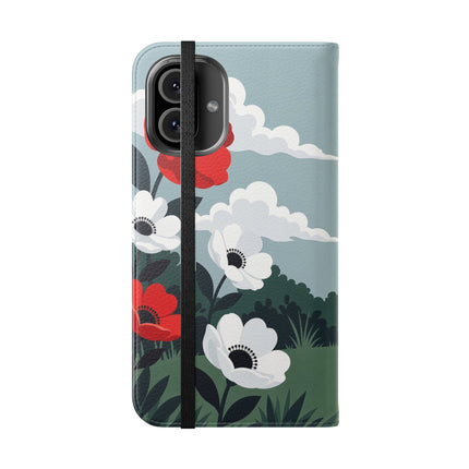 🌺🎩 The Ladies Of The Scarlet Garden Flip Case – Art Deco Floral Adventure