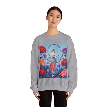 🎪🌺 The Flower Garden Harlequin Crewneck Sweatshirt – Art Deco Fashion Whimsy