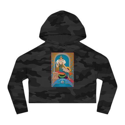 April & Diamond (from the Gem Series) by Sofia Chiostri Women’s Cropped Hooded Sweatshirt
