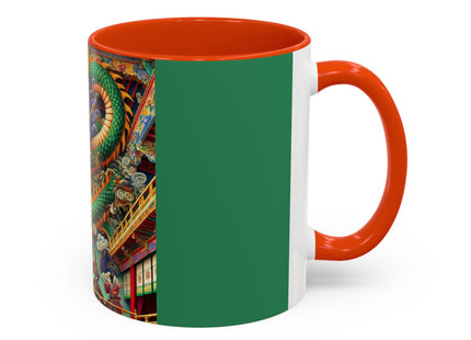 Tibetan Dragon Over Kabuki Duel Colorful Mugs (11oz, 15oz)