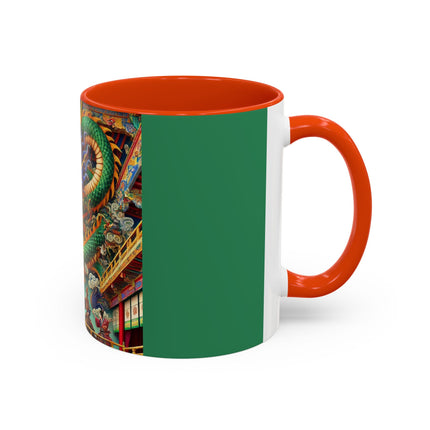 Tibetan Dragon Over Kabuki Duel Colorful Mugs (11oz, 15oz)