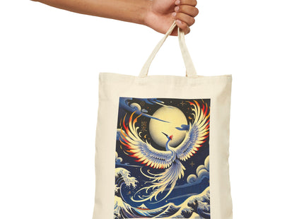 Majestic White Crane Cotton Canvas Tote Bag