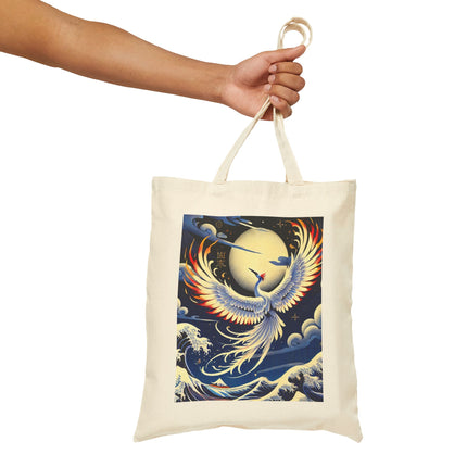 Majestic White Crane Cotton Canvas Tote Bag