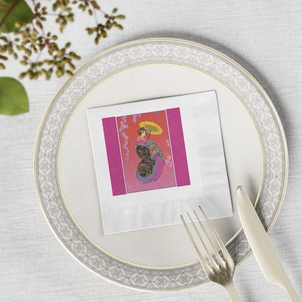 Enchanting Geisha White Coined Napkins