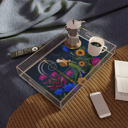 🌙🕯️ The Lady Of The Midnight Garden Acrylic Serving Tray – Art Deco Nocturne