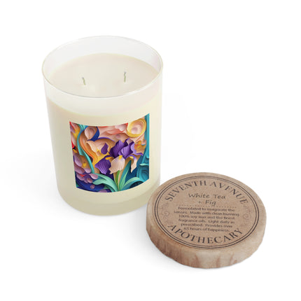 The Elegant Iris Flower Scented Candle - Full Glass, 11oz - The White Tea & Fig, The Lavender & Sage, and The Ocean Mist & Moss