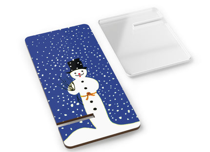 Snowman in Falling Snow Mobile Display Stand for Smartphones