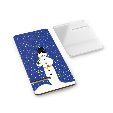 Snowman in Falling Snow Mobile Display Stand for Smartphones