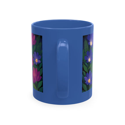 🌙🌺 The Lady Of The Midnight Flower Garden Ceramic Mug – Art Deco Floral Elegance