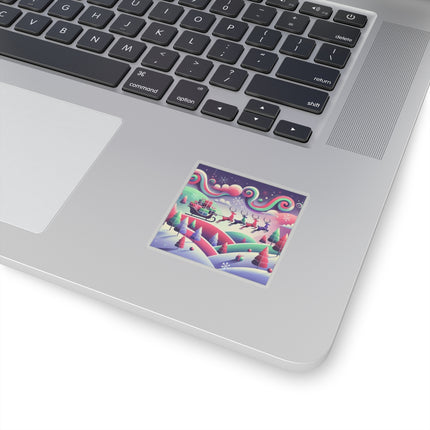 Festive Reindeer Flight Kiss-Cut Stickers (4 Sizes)