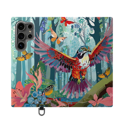🦖🦋 Colorful Raptor Flip Case – Butterfly Wonder & Forest Adventure