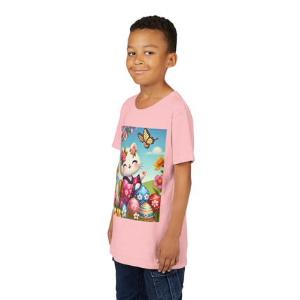 Easter Kitten and Painted Eggs Youth Short Sleeve Tee