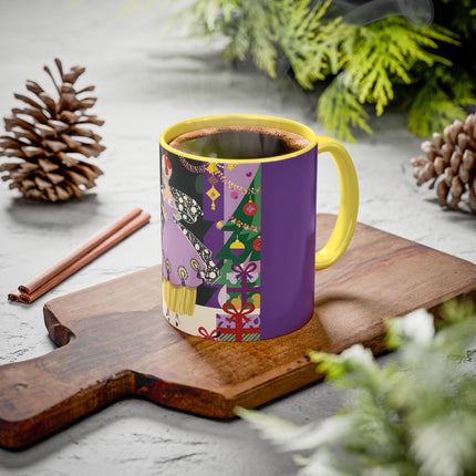 🎁✨ The Lavender Christmas Masquerade Colorful Mug – Art Deco Holiday Fantasy