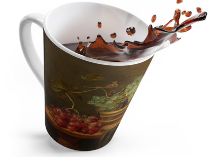 Basket of Grapes and a Pomegranate on a Table by Jacob van Hulsdonck Latte Mug
