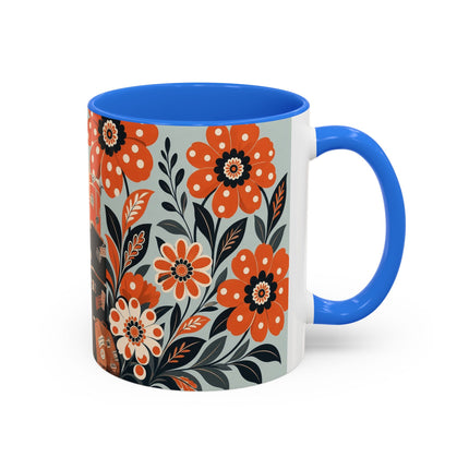 🧳🌼 The Grand Floral Voyage Colorful Mug – Art Deco Travel Elegance