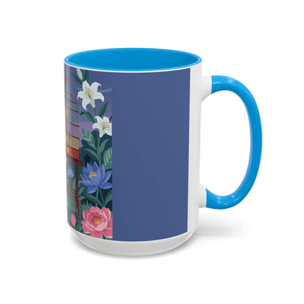 Whispers to the Golden Songbird Colorful Mugs – Art Deco Garden Elegance