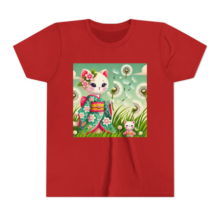 Geisha Kitten and the Dandelion Wish Youth Short Sleeve Tee