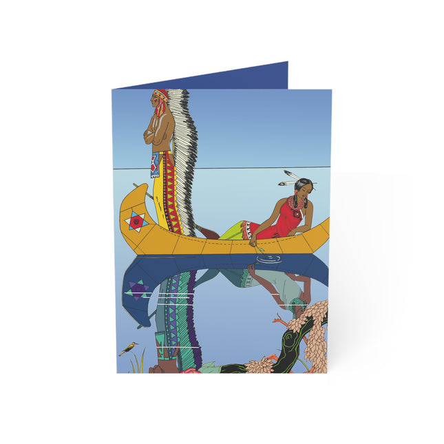 Le long du Missouri (Indian couple on the Missouri River) by George Barbier Greeting Cards (1, 10, 30, and 50pcs)