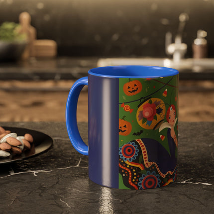 🏮🎃 The Lady Of Halloween Lanterns Colorful Mug – Colorful Art Deco Halloween Charm