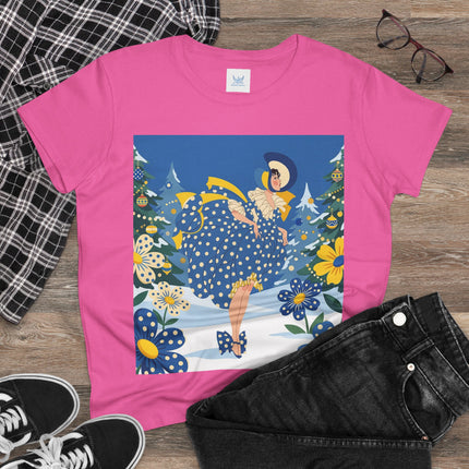 ❄️💙 The Bluebell Christmas Promenade Cotton Tee – Art Deco Holiday Elegance