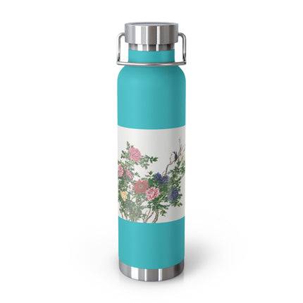 Peonies and Birds by Okamoto Shuki Copper Vacuum Insulated Bottle, 22oz