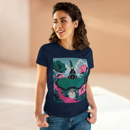 💚🌸 The Emerald Blossom Enchantress Cotton Tee – Art Deco Floral Fantasy