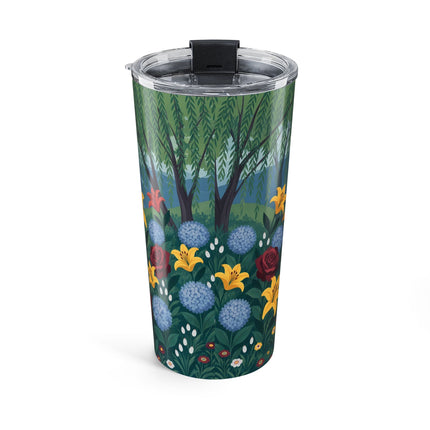 🌹🌿 The Willow Garden Promenade Tumbler, 20oz – Art Deco Floral Elegance