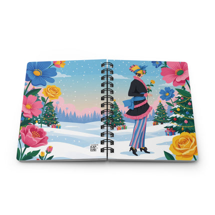 🌹🎄 The Golden Rose Christmas Stroll Spiral Notebook – Art Deco Holiday Fantasy