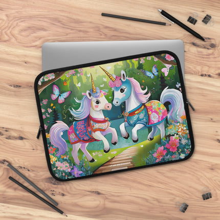 Baby Unicorns and Fluttering Butterflies Laptop Sleeve
