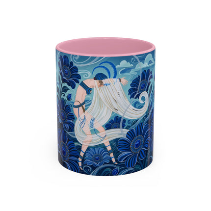 💙🌸 The Sapphire Wind Dancer Colorful Mug – Art Deco Floral Fantasy