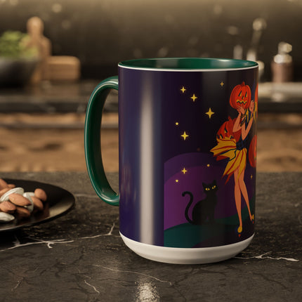 🎃🕯️ Moonlit Pumpkin Masquerade Colorful Mug – Whimsical Halloween Charm