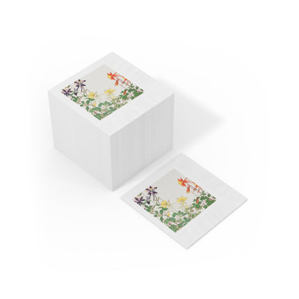 Aquilegia Flower by Tanigami Kônan White Coined Napkins