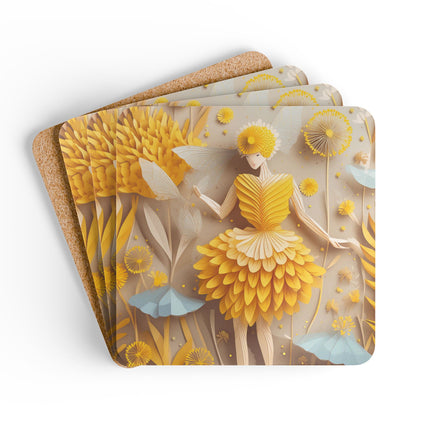 Dandelion Fairy Corkwood Coaster Set