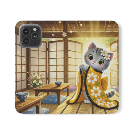 🐱🍵 Playful Kitten in the Tea Room Flip Case – Curious Charm & Cozy Whimsy