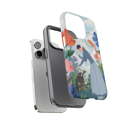 🦜🌺 The Lady Of The Garden Aviary Phone Case – Art Deco Floral Whimsy