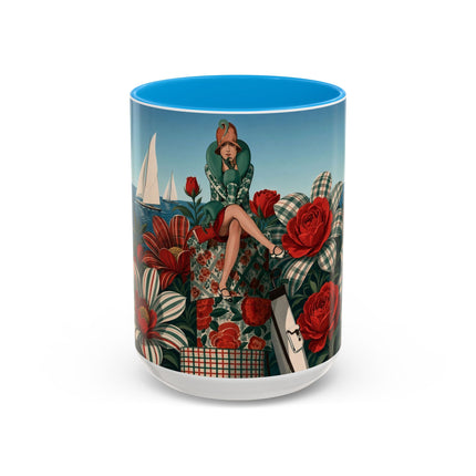 ⛵🌹 The Seaside Rose Traveler Colorful Mug – Art Deco Floral Elegance