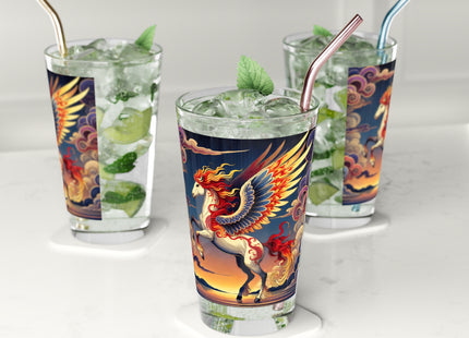 Flame-Winged Horse at Sunset  Glass, 16oz
