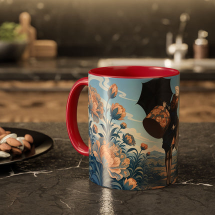 ☔🌸 The Grand Floral Journey Colorful Mug – Art Deco Travel Elegance
