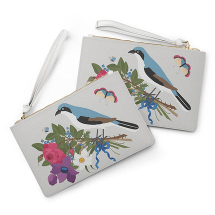 Bluebird & Butterfly Clutch Bag – Elegant Charm & Springtime Grace