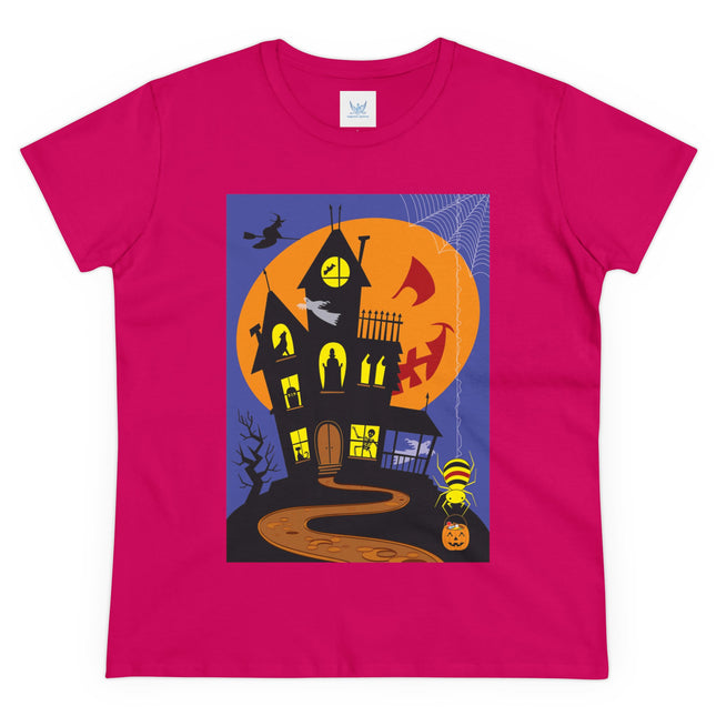 Halloween Night at the Haunted House Women's Midweight Cotton Tee